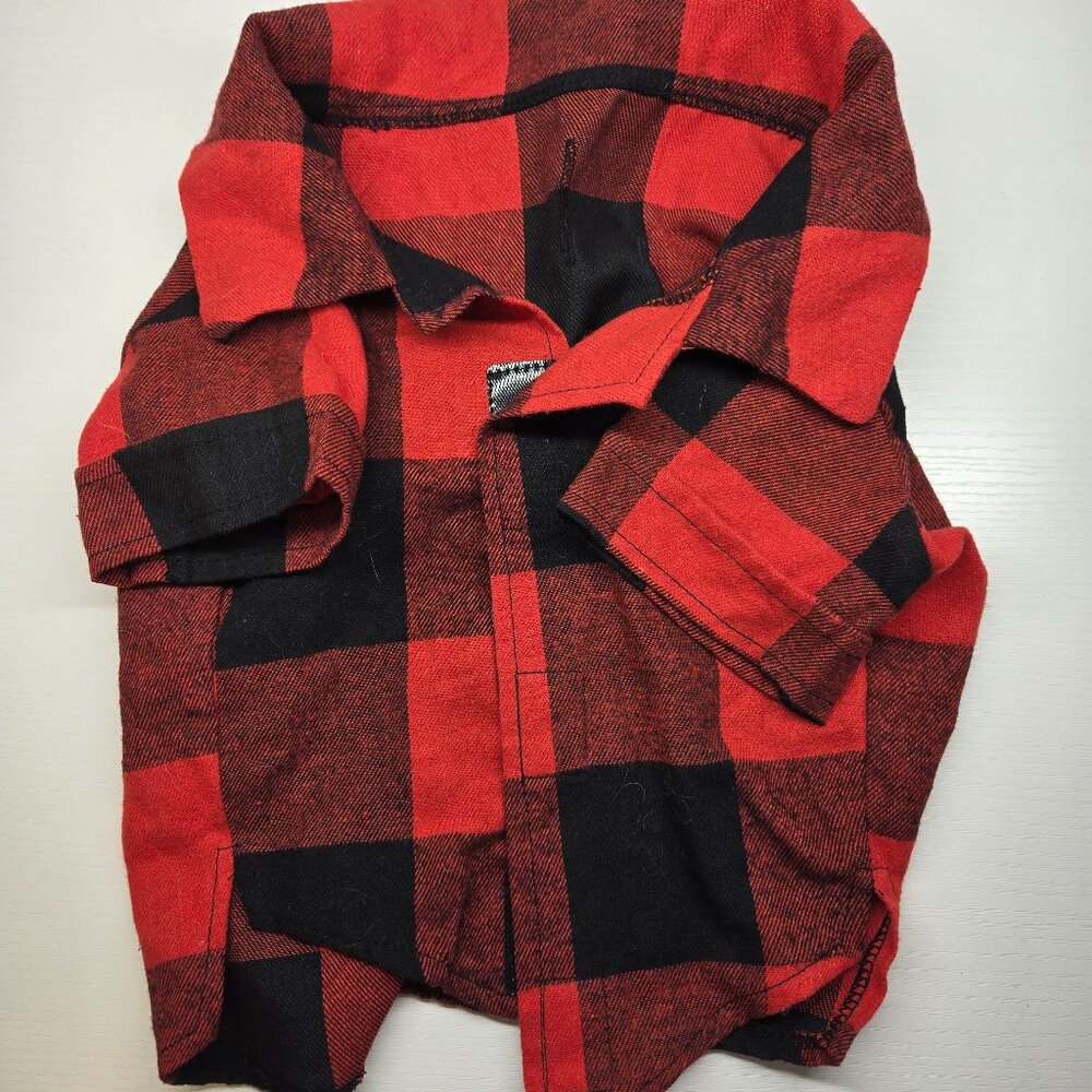 Old Navy Print Flannel Shirt for Pets - Red Buffalo Plaid